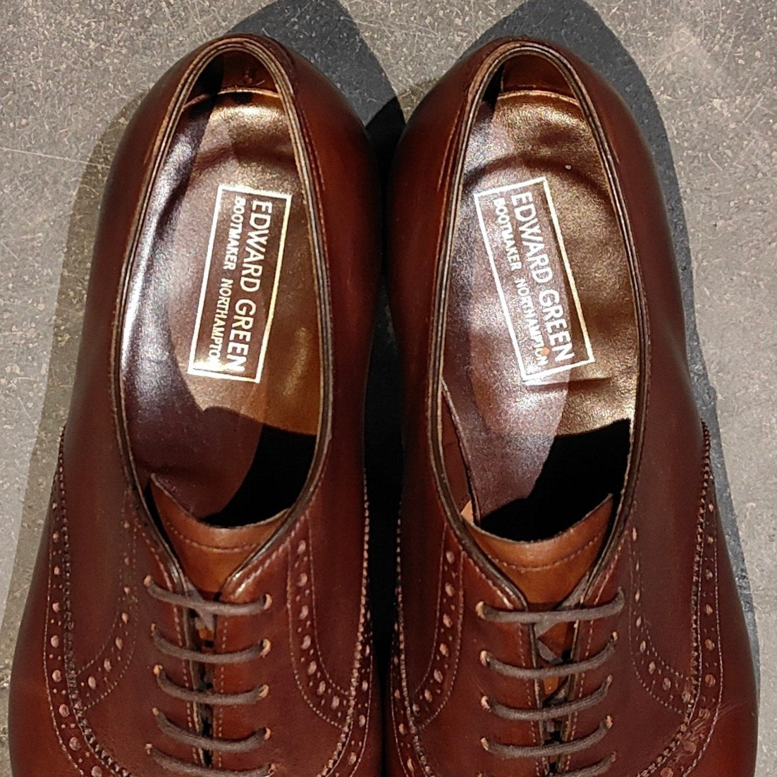 美品【EDWARD GREEN】エドワードグリーン アスキス セミブローグ カーフ ダークオークアンティーク サイズ UK6E 808ラスト
