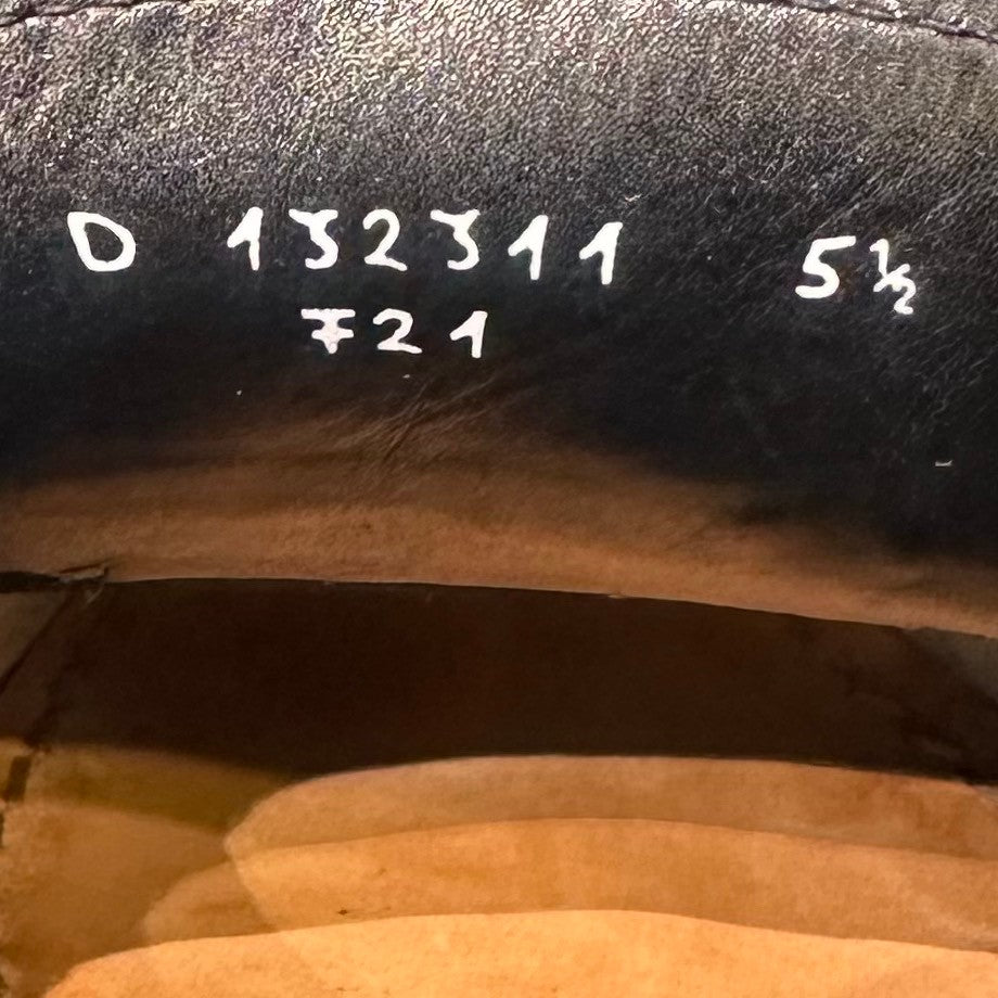 美品【TANINO CRISCI】タニノクリスチー 232311 ローファー シングルモンク ホワイトステッチ ベビーカーフ ブラック アンラインド サイズUK5.5
