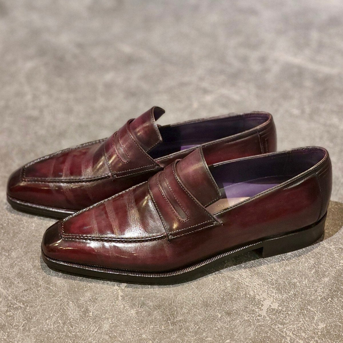 極美品【BERLUTI】ベルルッティ 1123 アンディ カーフ パティーヌ パープル サイズ UK6