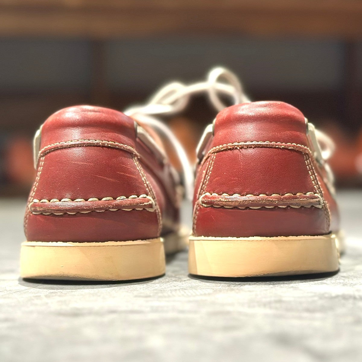 【PARABOOT】パラブーツ 0510 レザーデッキシューズ カーフ バース バーガンディ サイズUK7
