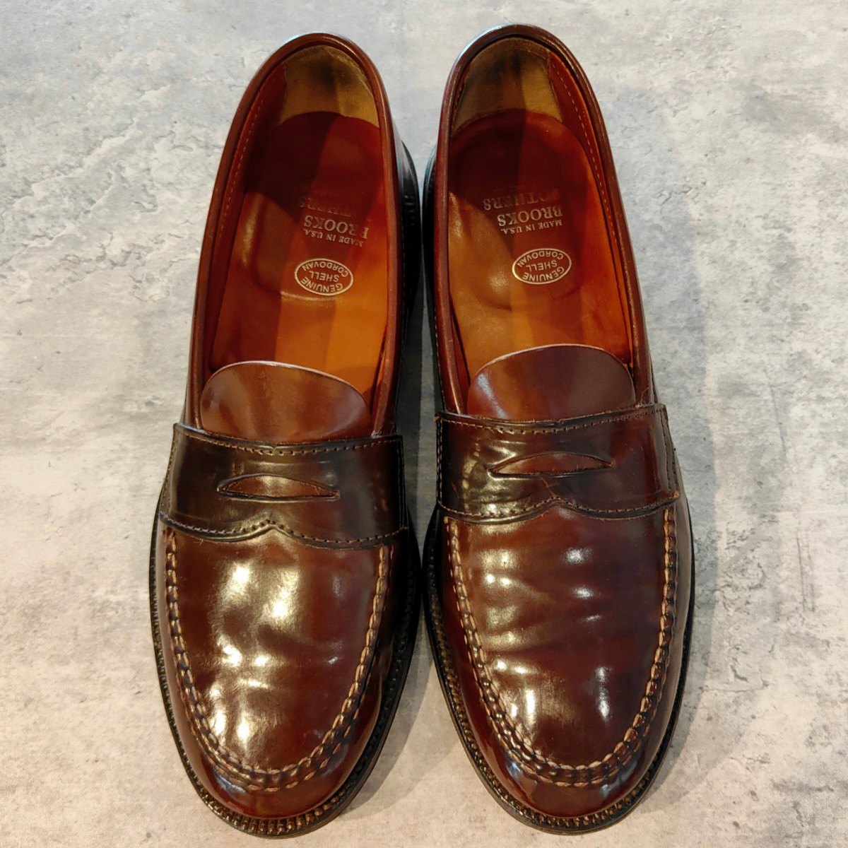 希少 極美品【ALDEN】オールデン製 ブルックスブラザーズ 06603 ペニーローファー アンラインド コードバン ダークバーガンディ サイズ US9D バンラスト