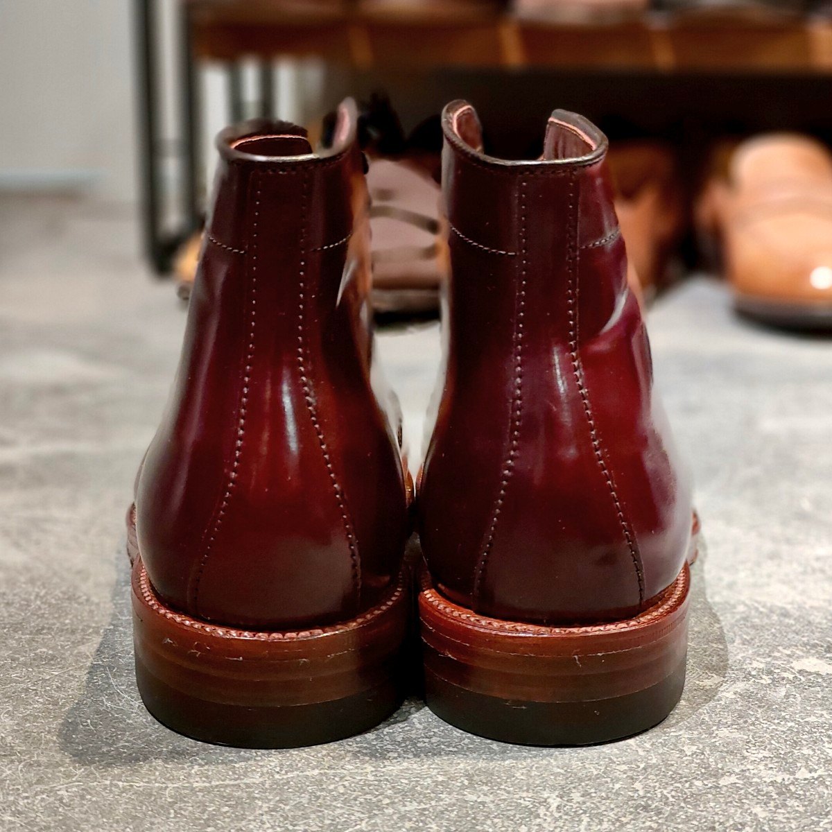 未使用【ALDEN】オールデン レザーソウル別注 45298H プレーントゥブーツ コードバン ダークバーガンディ サイズ US8.5D バリーラスト