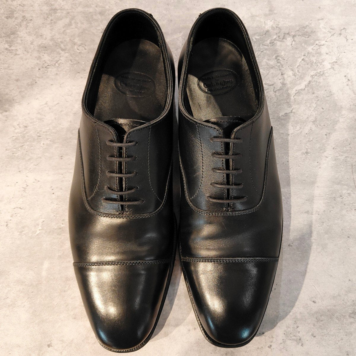 使用数回【CROCKETT&JONES】クロケット&ジョーンズ ストレートチップ オードリー カーフ ブラック サイズUK5.5D 337ラスト 参考定価￥169,400-