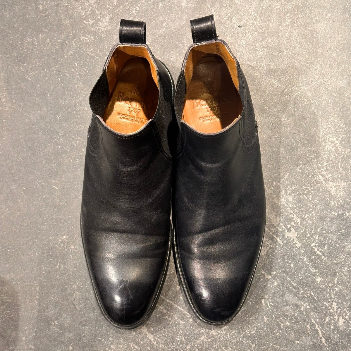 美品【Berwick】バーウィック 376 サイドゴアブーツ カーフ ブラック サイズUK7.5