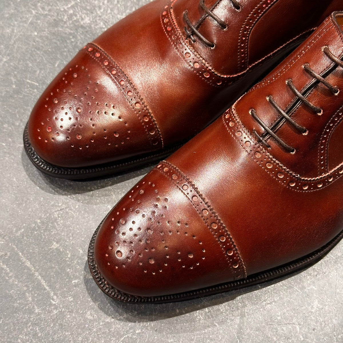 未使用品【Salvatore Ferragamo】サルヴァトーレ フェラガモ 3828 セミブローグ カーフ ブラウン サイズUK8.5E