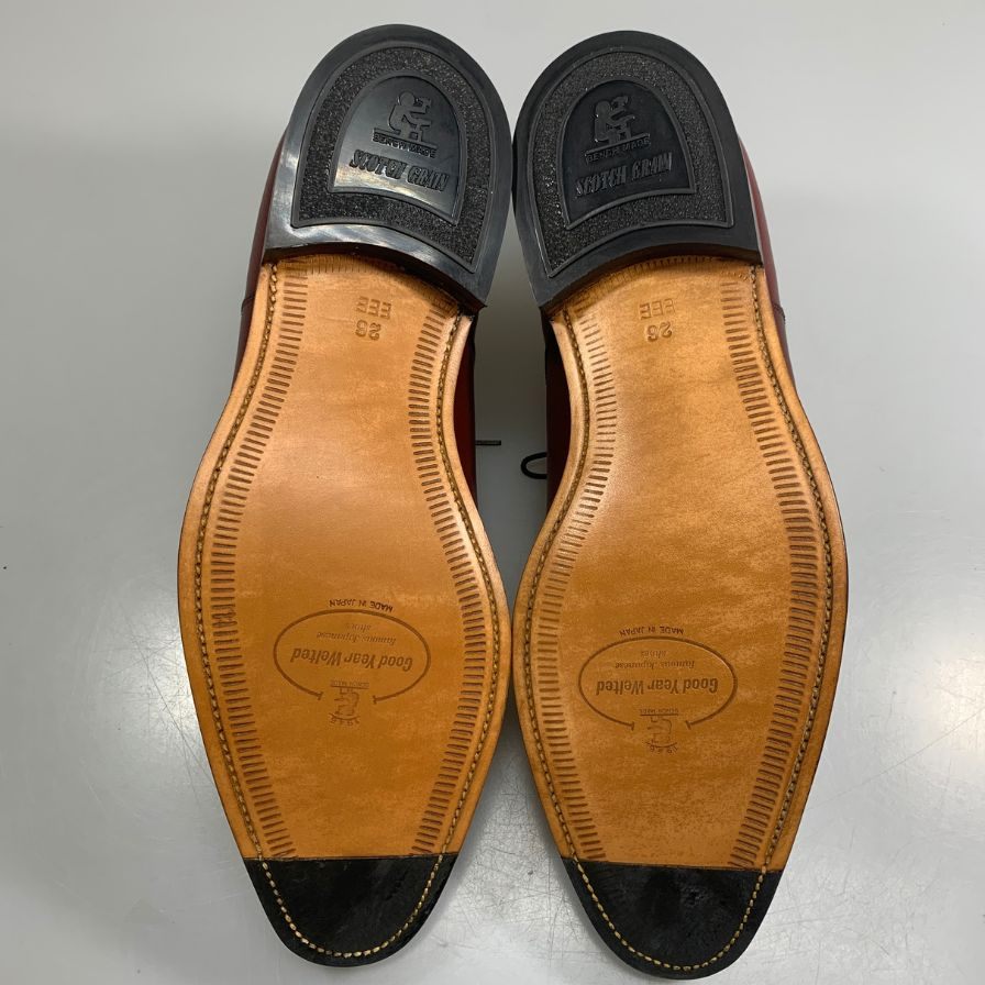 【SCOTCHGRAIN】スコッチグレイン パンチドキャップトゥ カーフ バーガンディ サイズ26EEE