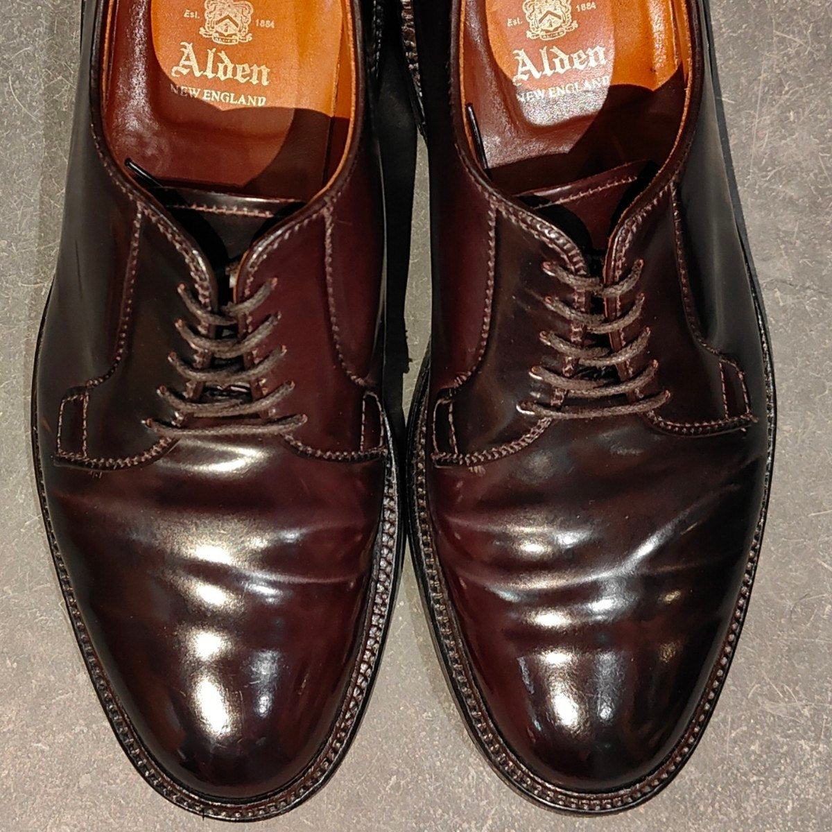 極美品 【ALDEN】オールデン 990 プレーントゥ コードバン ダークバーガンディ サイズUS7.5E バリーラストラスト 参考定価 ￥220,000-
