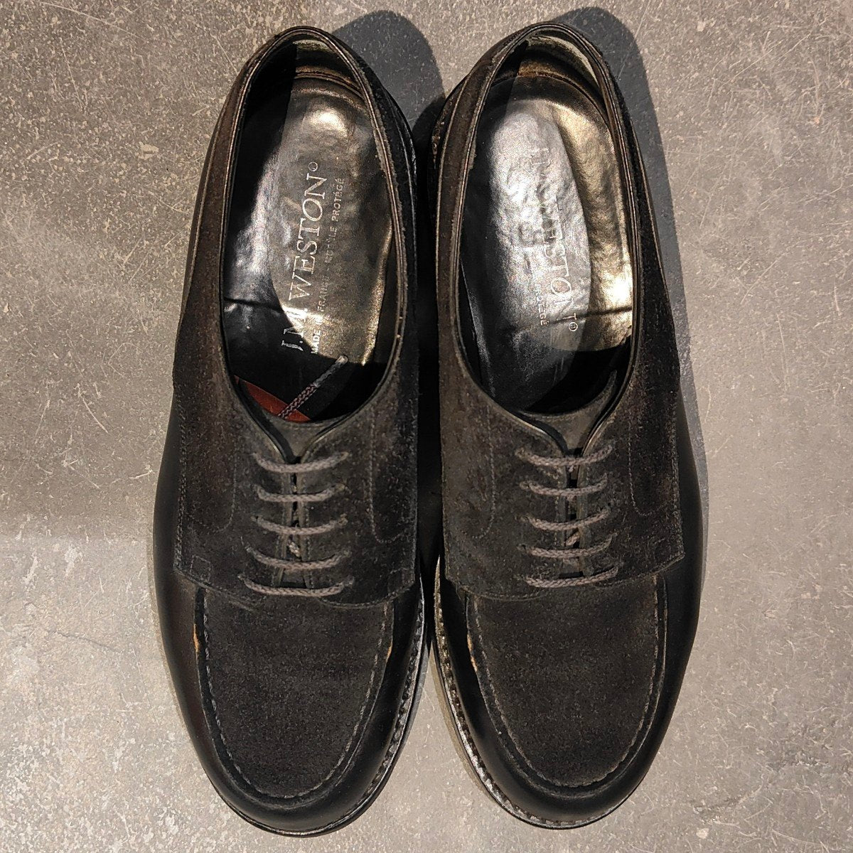 希少 美品【J.M.WESTON】ジェイエムウエストン 641 ゴルフ ミッドナイトエディション Uチップ カーフスエードコンビ ブラック サイズUK5.5E 31ラスト