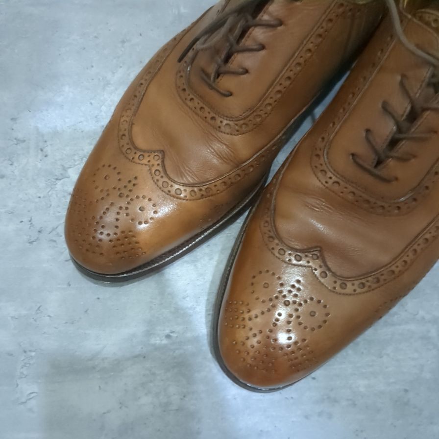 【SAINT CRISPIN'S】サンクリスピン レザーシューズ ウイングチップ 2324 カーフ ブラウン メンズ サイズUK7.5