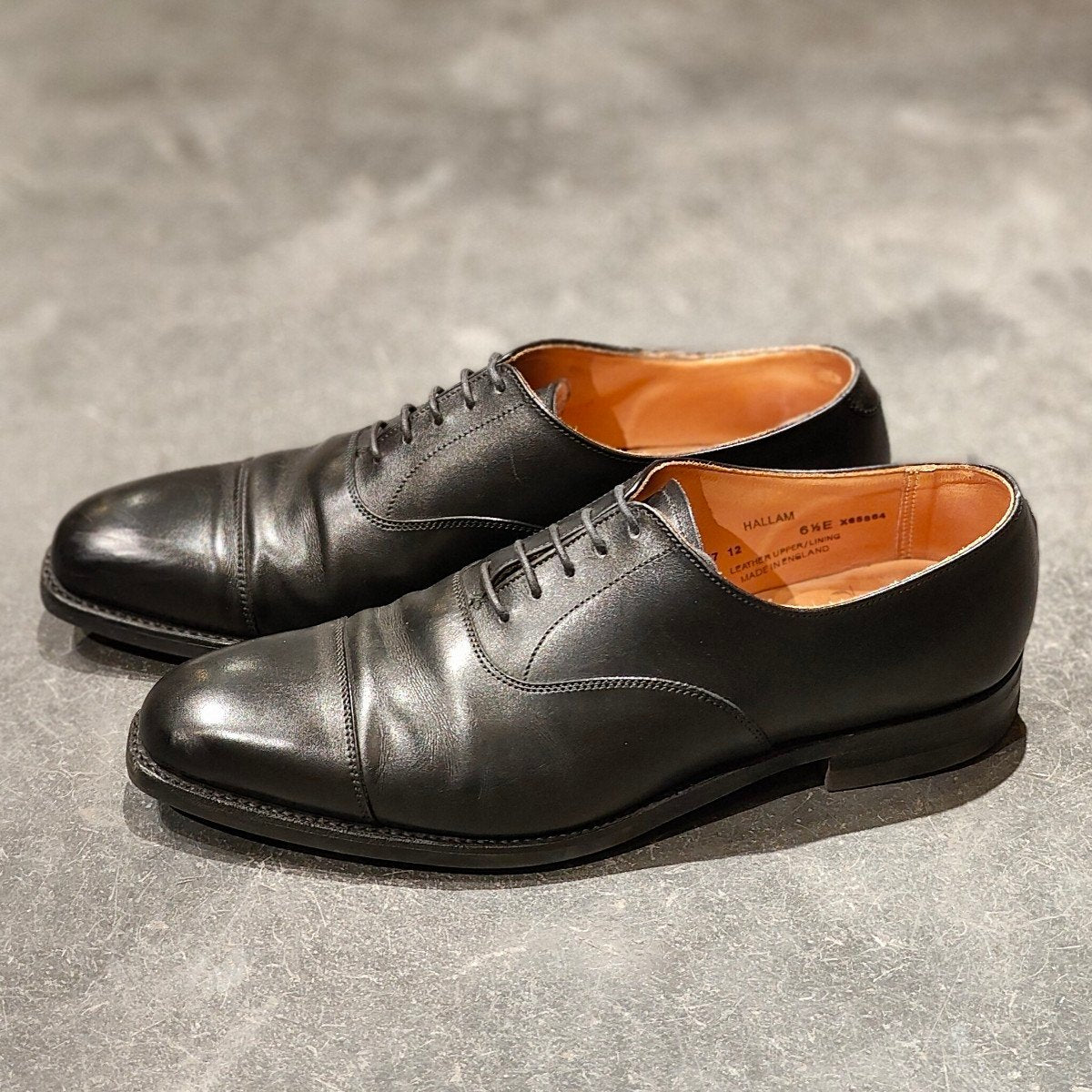 極美品 【CROCKETT & JONES】クロケット&ジョーンズ ハラム ストレートチップ カーフ ブラック サイズUK6.5E 348ラスト