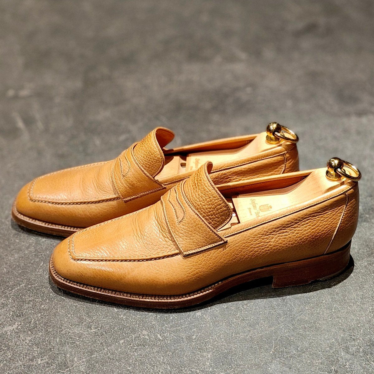 希少 美品【Stefano Bemer】ステファノベーメル ローファー グレインレザー ベージュ サイズ40