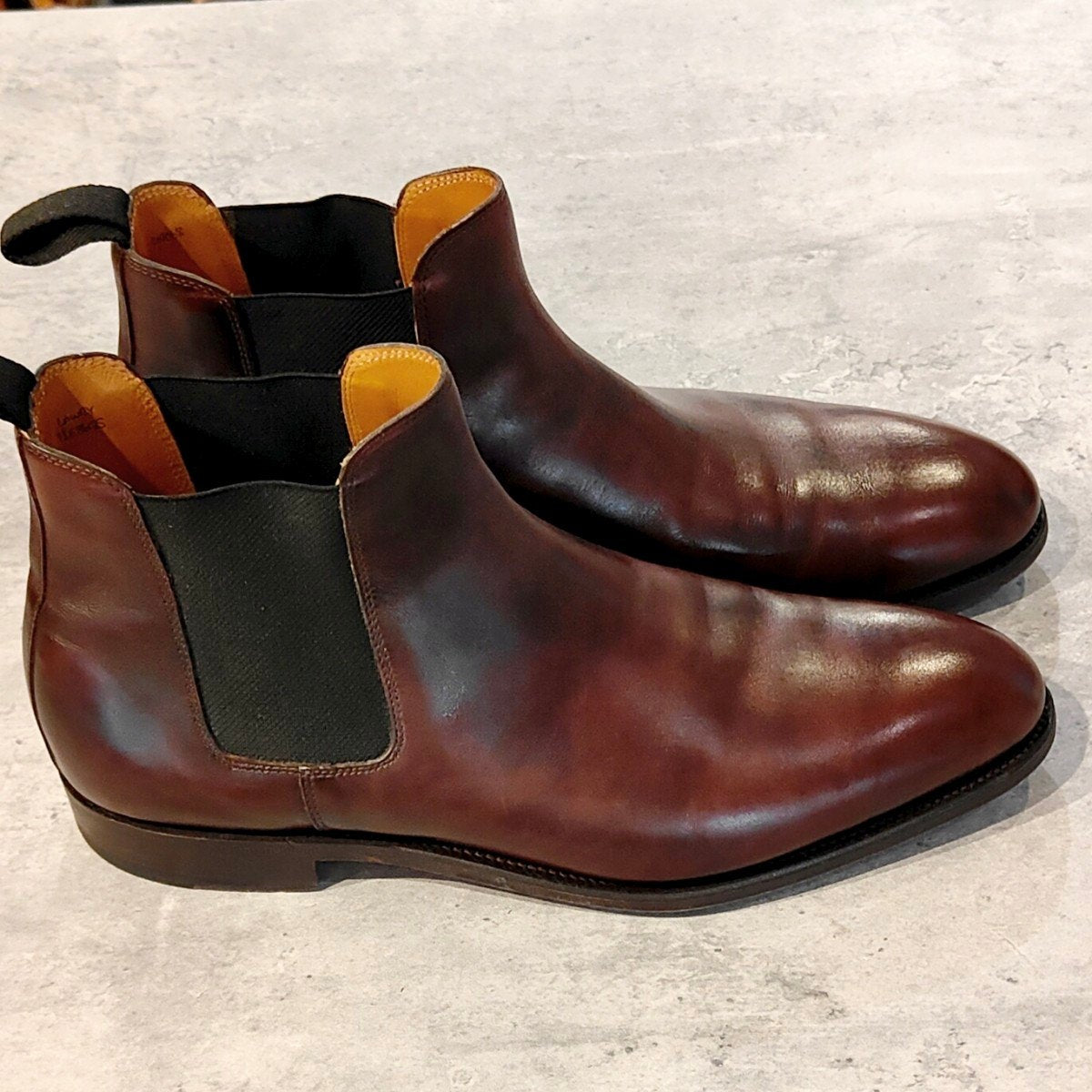 使用数回【JOHN LOBB】ジョンロブ ローリー サイドゴアブーツ ミュージアムカーフ ブラウン サイズUK7.5E 8695ラスト 参考定価￥399,300-