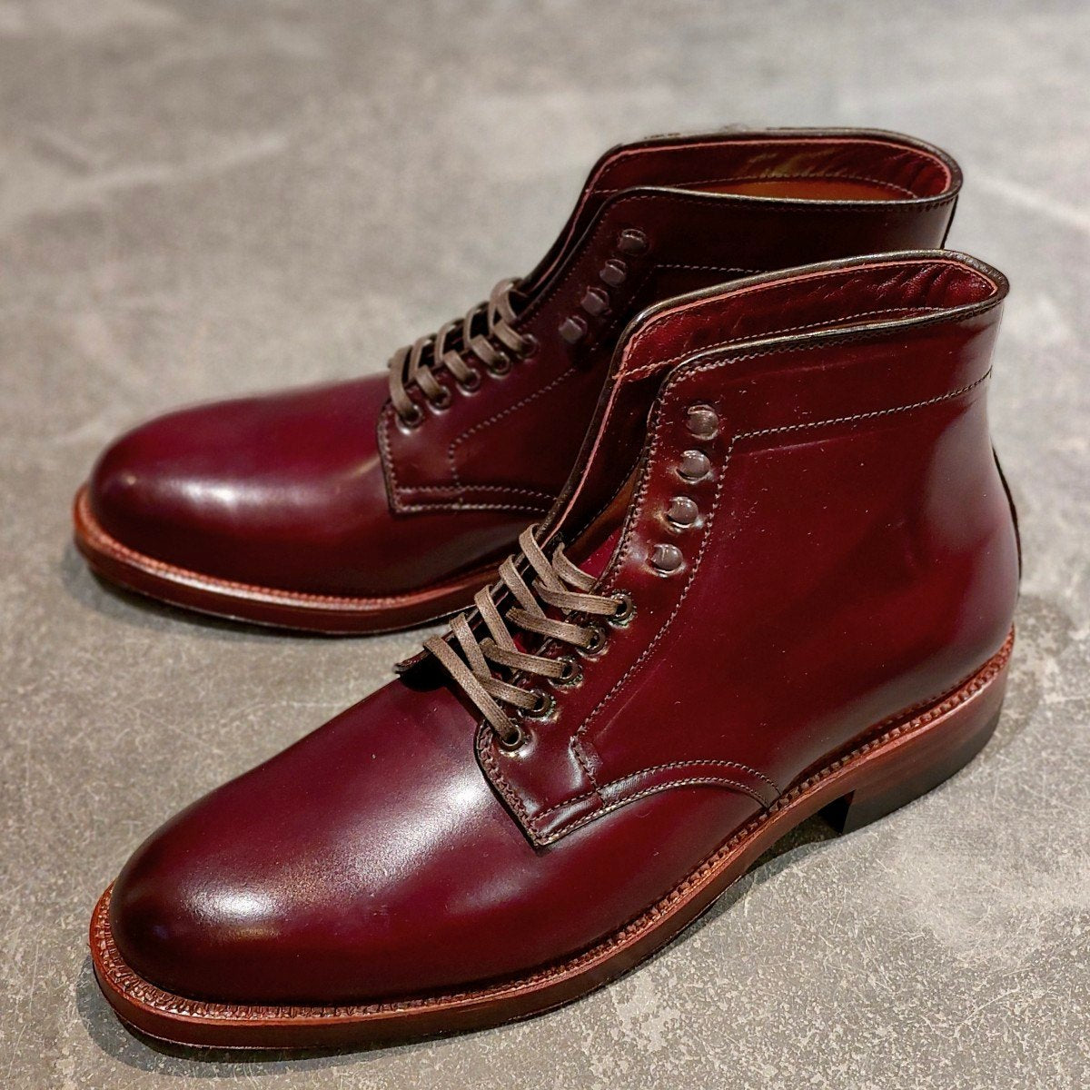 未使用【ALDEN】オールデン レザーソウル別注 45298H プレーントゥブーツ コードバン ダークバーガンディ サイズ US8.5D バリーラスト
