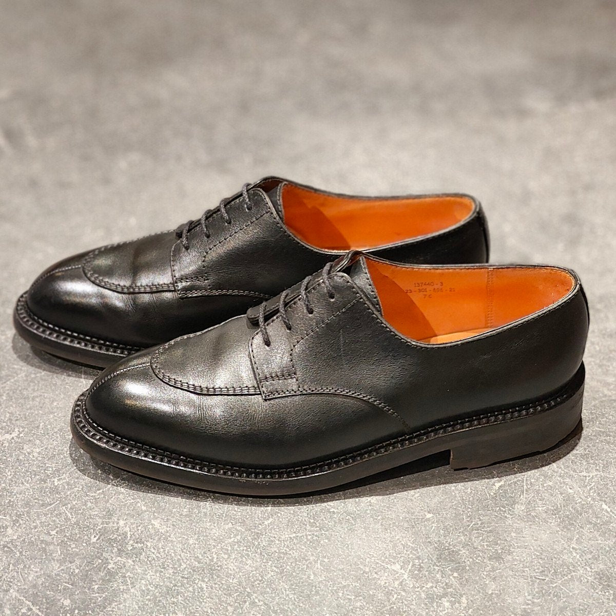 希少 極美品 【J.M.WESTON】ジェイエムウエストン 696 スプリットトゥダービー Uチップ ロシアンカーフ ブラック サイズ UK7C 23ラスト