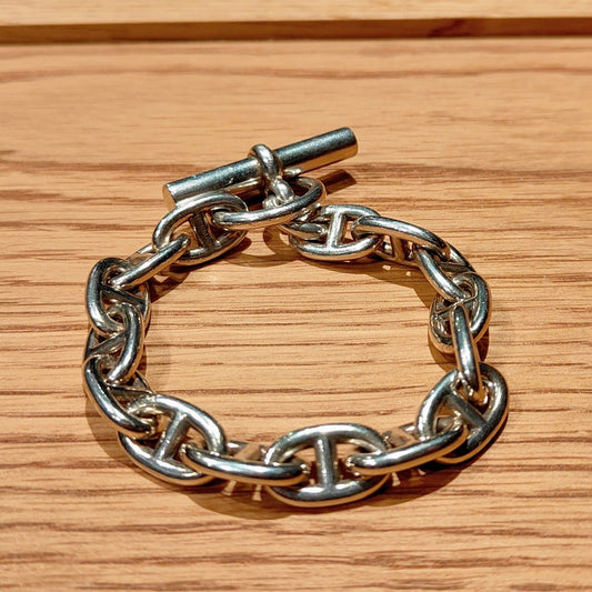 【HERMES Accessory】エルメス シェーヌダンクル ブレスレット MM 15コマ シルバー