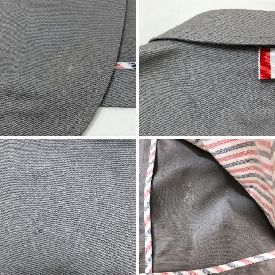 【THOM BROWNE】トム ブラウン ジャケット MJU426A 裏地ストライプ コットン メンズ グレー サイズS相当