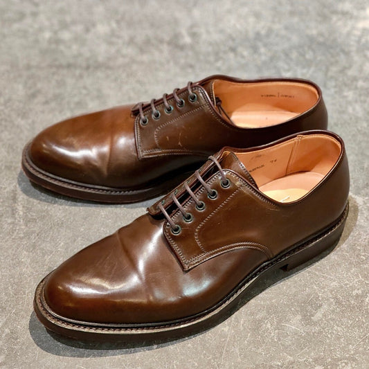 希少 美品【Ralph Lauren】ラルフローレン クロケット&ジョーンズ製  プレーントゥ コードバン  ダークブラウン サイズUK9E