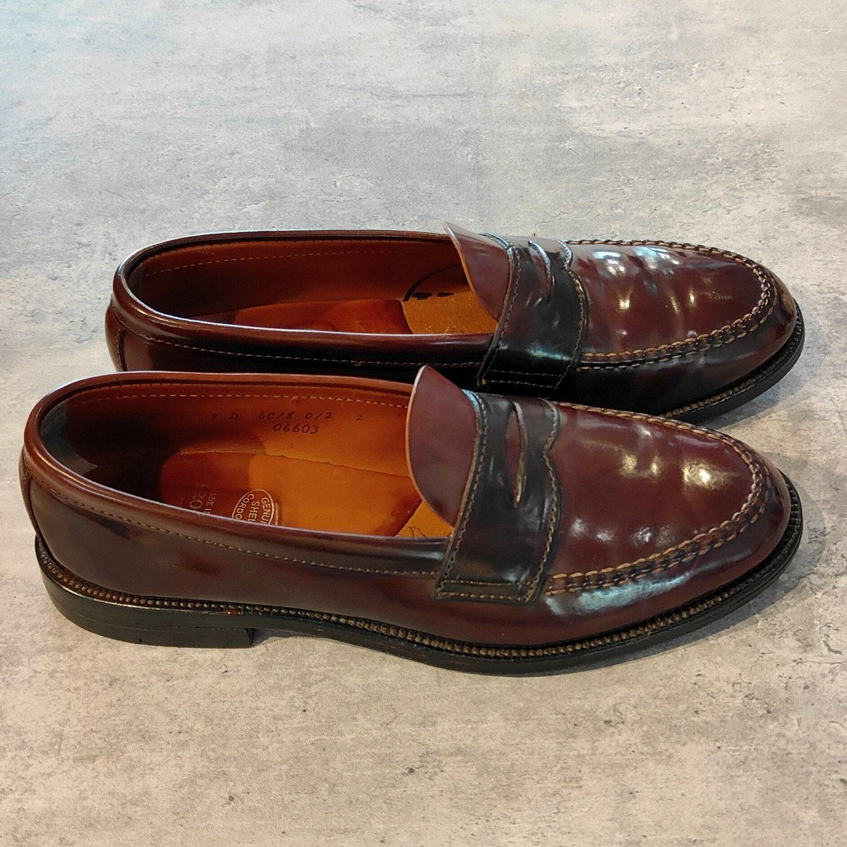 希少 極美品【ALDEN】オールデン製 ブルックスブラザーズ 06603 ペニーローファー アンラインド コードバン ダークバーガンディ サイズ US9D バンラスト