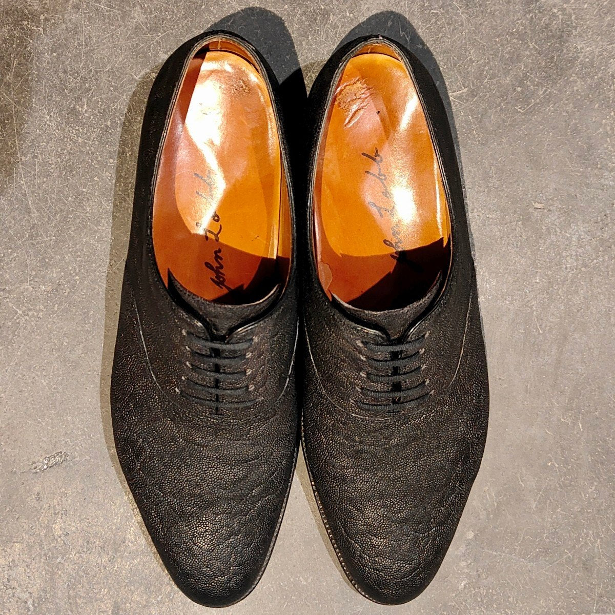 希少 極美品【JOHN LOBB】ジョンロブパリ ビスポーク プレーントゥオックスフォード エレファントレザー ブラック サイズUK6.5E相当