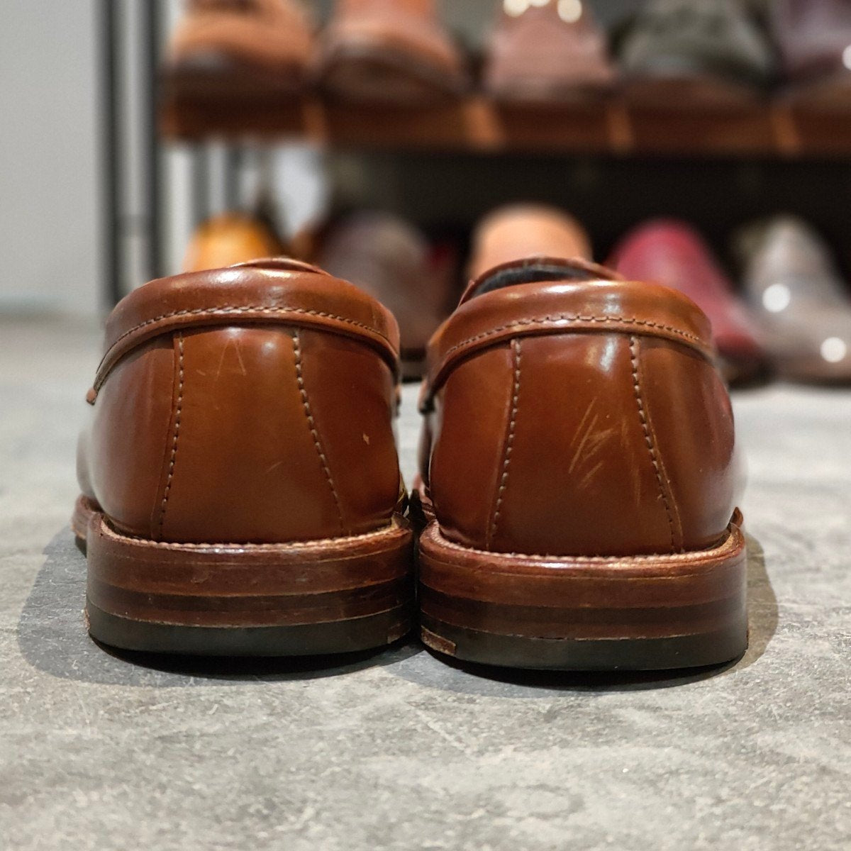 希少 美品【ALDEN】オールデン H.Stockton別注 6746 ペニーローファー コードバン ウイスキー サイズUS8.5D バンラスト