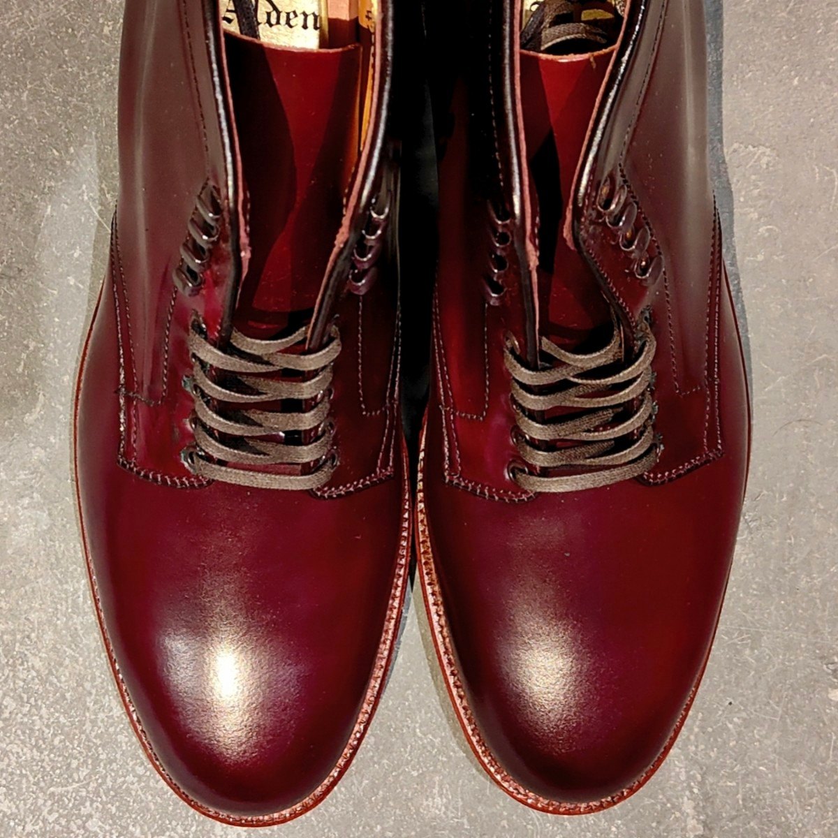 未使用【ALDEN】オールデン レザーソウル別注 45298H プレーントゥブーツ コードバン ダークバーガンディ サイズ US8.5D バリーラスト