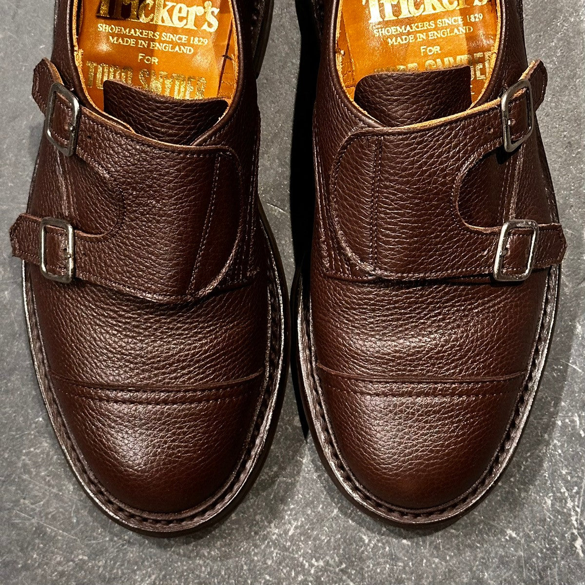 希少【Tricker’s】トリッカーズ TODD SNYDER別注 M7634 ダブルモンク グレインレザー ブラウン サイズUK6.5