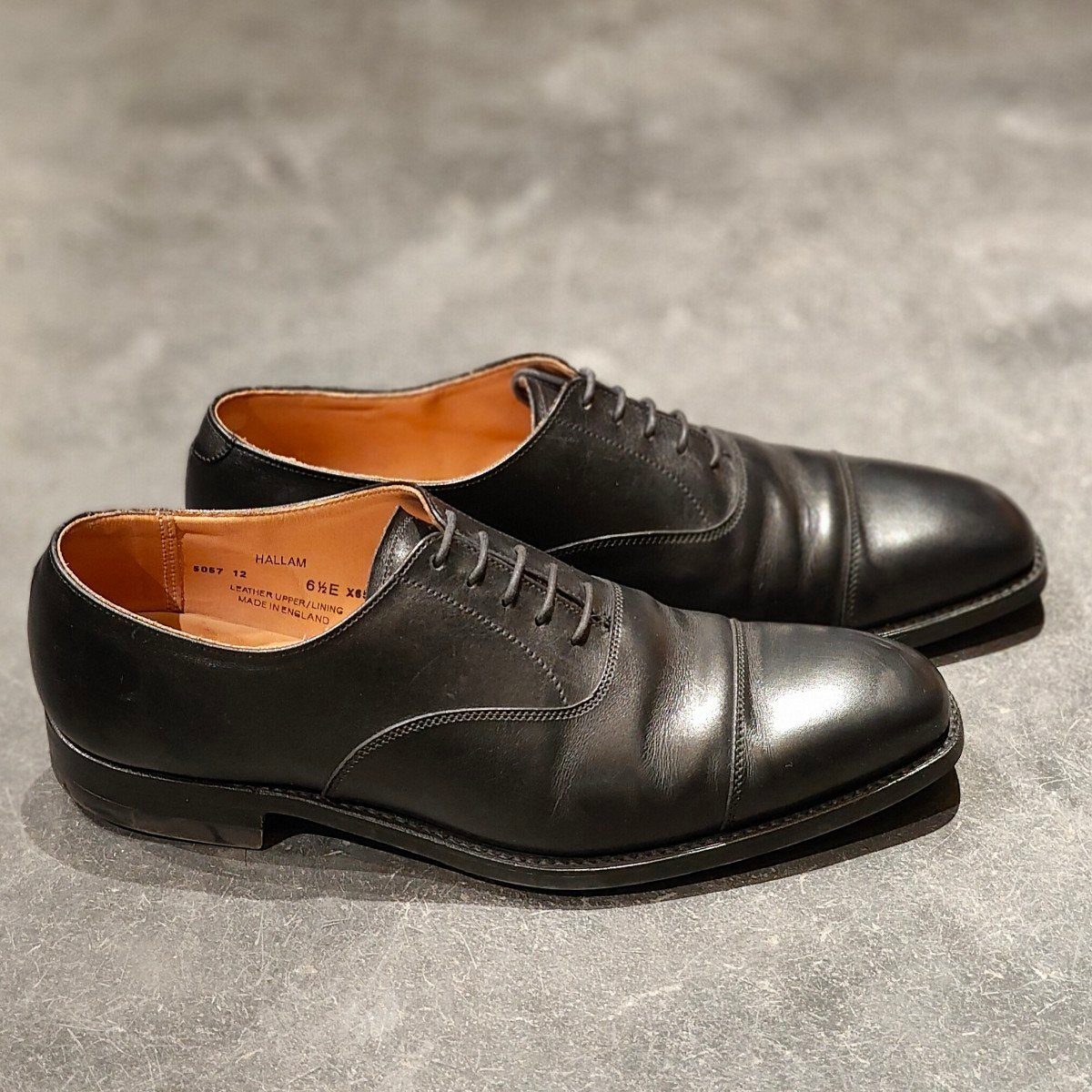 極美品 【CROCKETT & JONES】クロケット&ジョーンズ ハラム ストレートチップ カーフ ブラック サイズUK6.5E 348ラスト