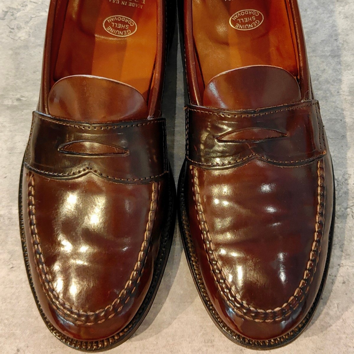 希少 極美品【ALDEN】オールデン製 ブルックスブラザーズ 06603 ペニーローファー アンラインド コードバン ダークバーガンディ サイズ US9D バンラスト