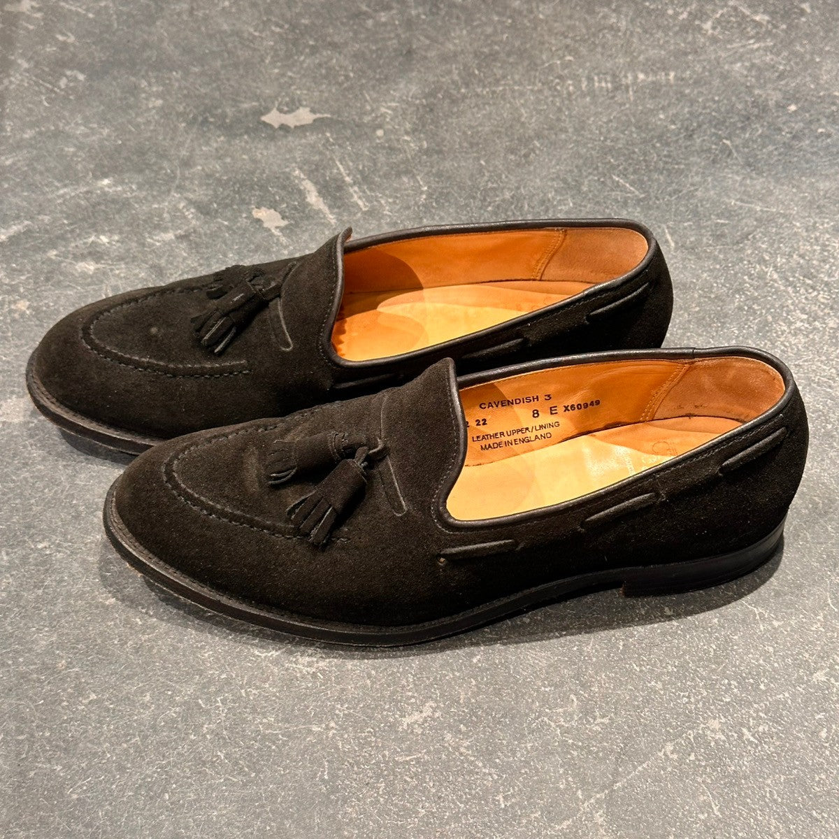 【CROCKETT&JONES】クロケット&ジョーンズ キャベンディッシュ3 タッセルローファー スエード ブラック サイズUK8E 375ラスト