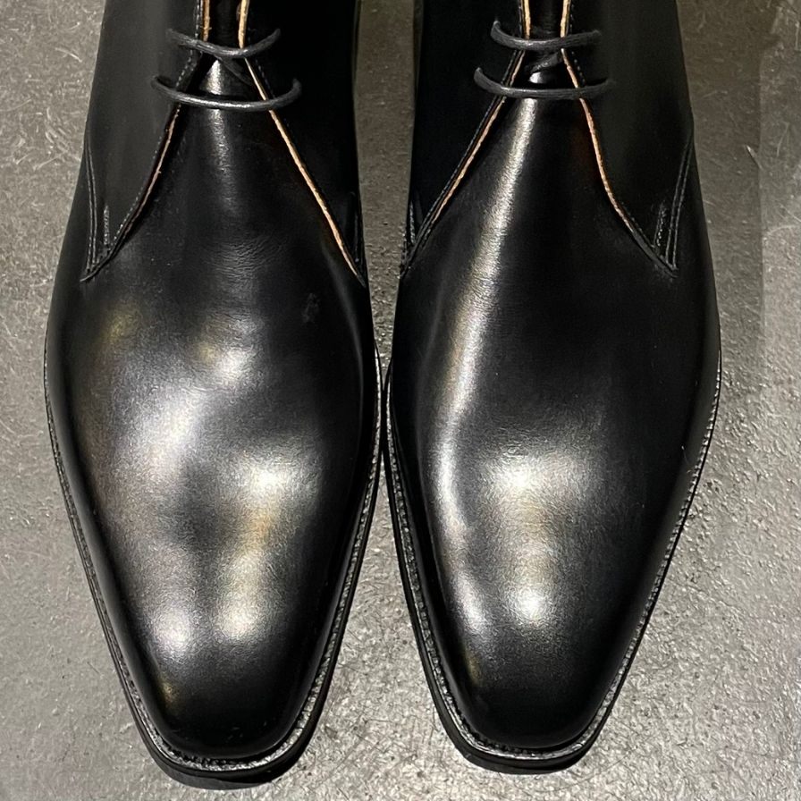 極美品【CROCKETT&JONES】クロケット&ジョーンズ テットベリー  チャッカブーツ トレーディングポスト別注 カーフ ブラック サイズ UK7E