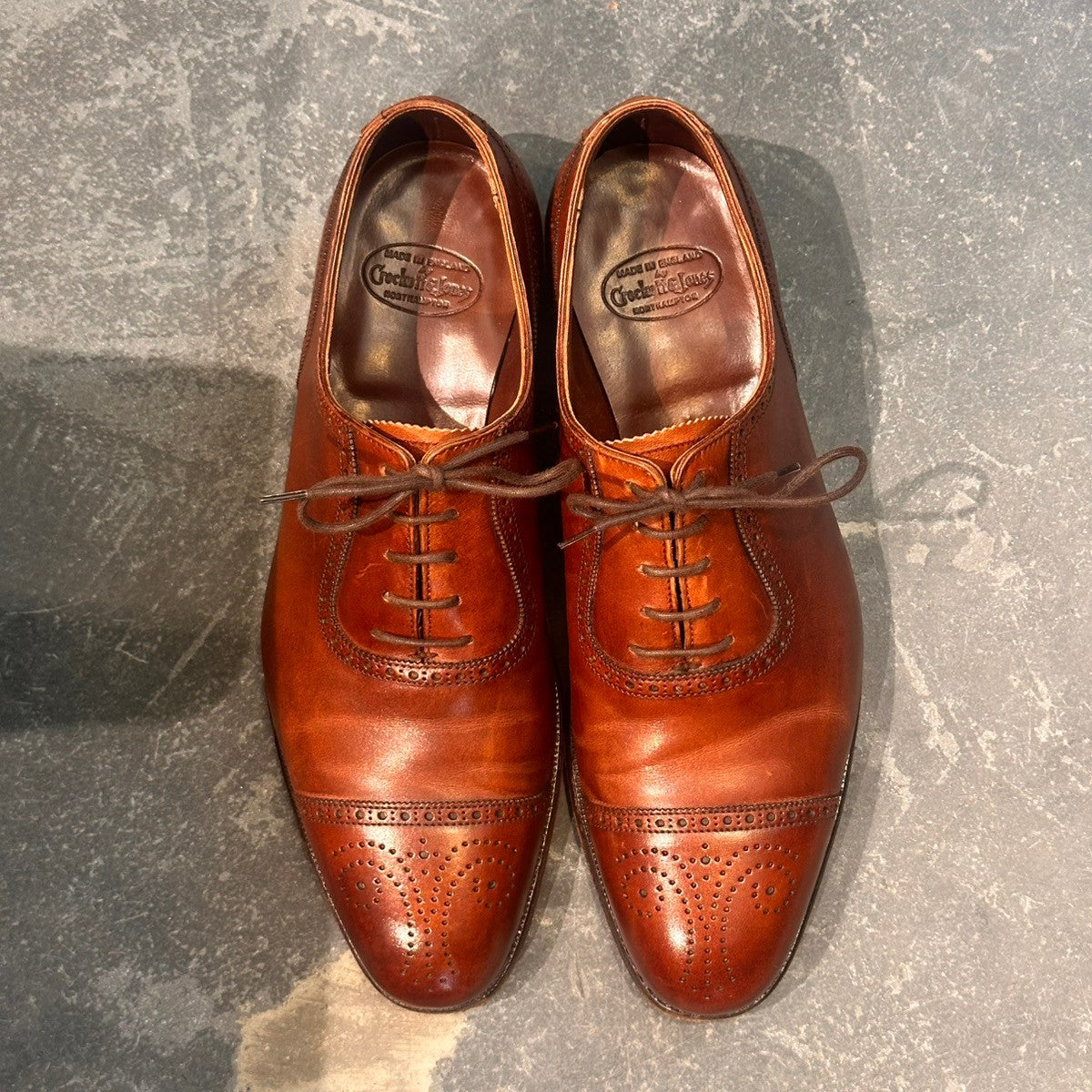 【Crockett&Jones】クロケット&ジョーンズ アルビオン セミブローグ カーフ ブラウン サイズUK7E 367ラスト