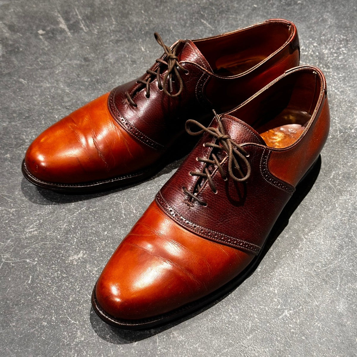 【Paul Stuart】ポールスチュアート  エドワードグリーン製 コンビ シボレザー×カーフ ブラウン サイズ9.5