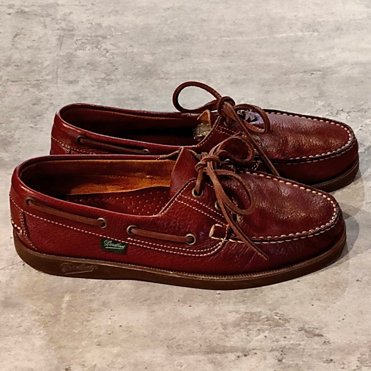 美品【PARABOOT】パラブーツ バース デッキシューズ セーフ（鹿革）アンラインド バーガンディ サイズ5 参考定価￥57,200-
