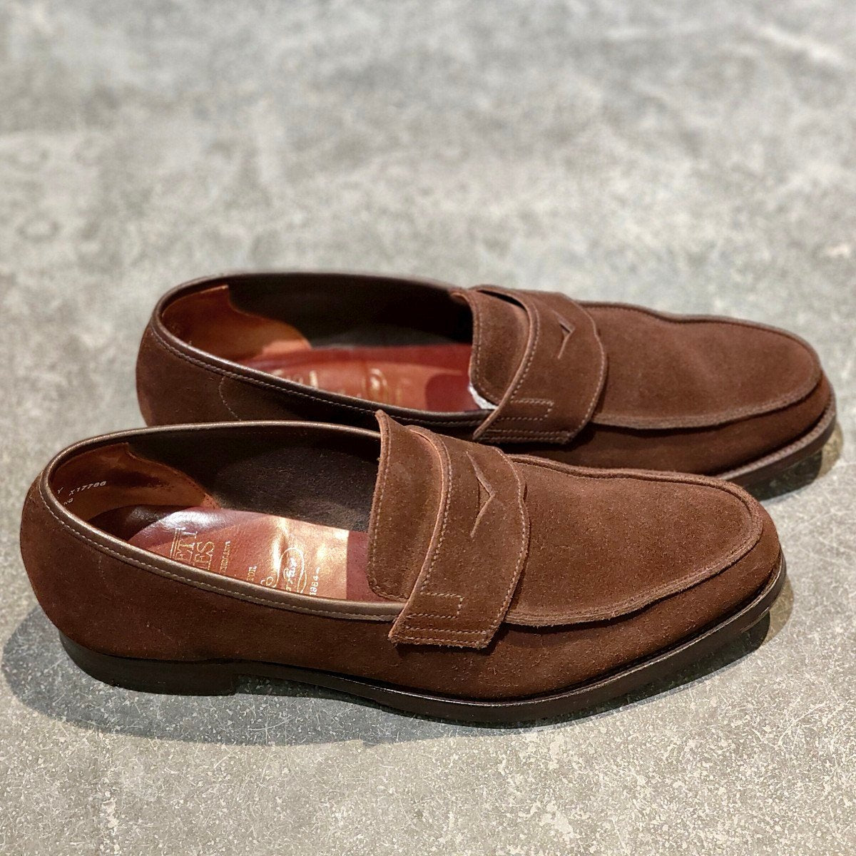 美品【CROCKETT&JONES】クロケット&ジョーンズ トレーディングポスト別注 SELSEY アンラインドローファー ダークブラウン サイズUK7E