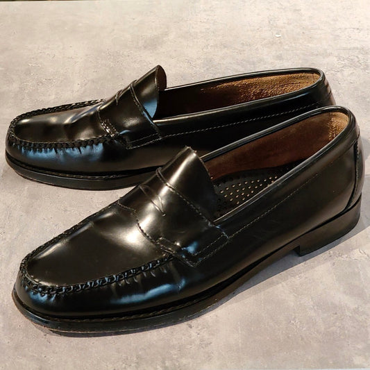 美品【G.H.Bass&Co.】ジーエイチバス 10944 ローガン ローファー ガラスレザー ブラック サイズ US8D