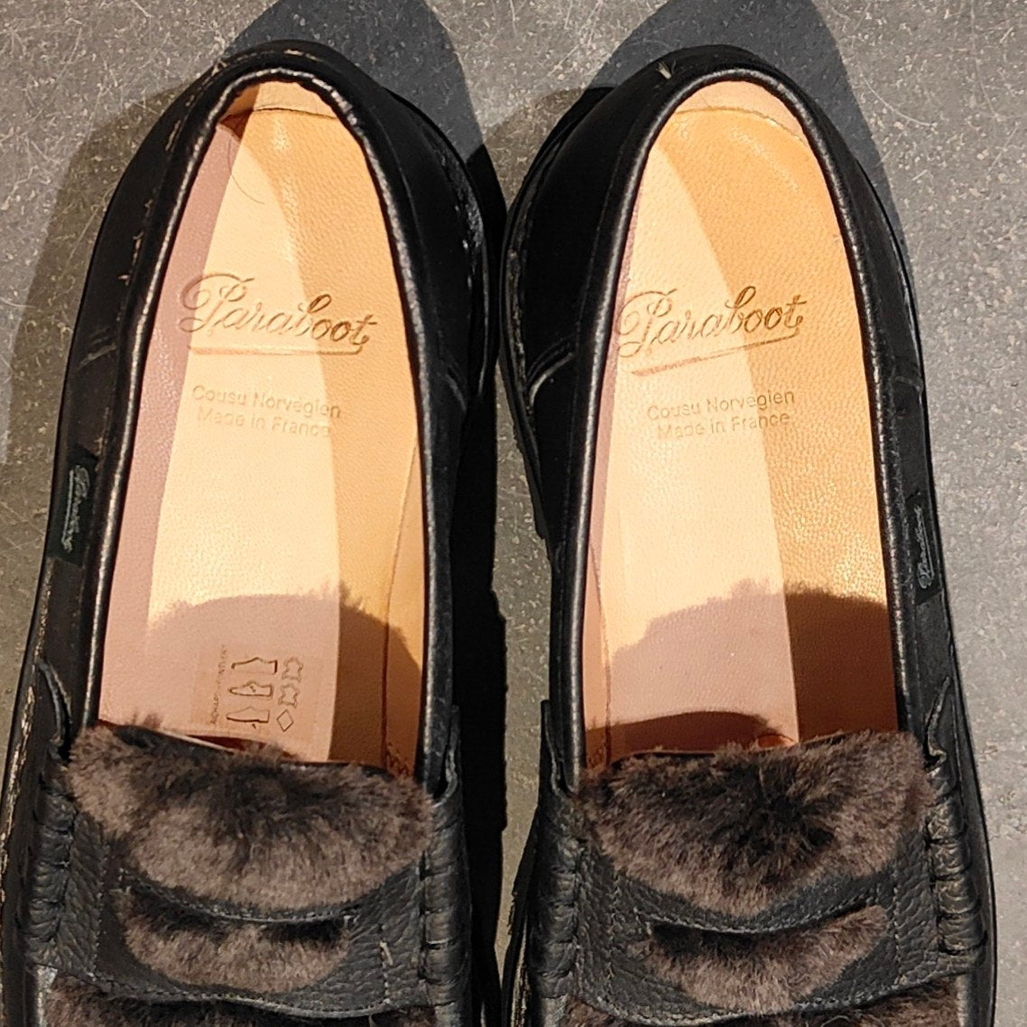 新品未使用【Paraboot】パラブーツ ランス コインローファー  ムートン グレインレザー ブラック サイズ UK7