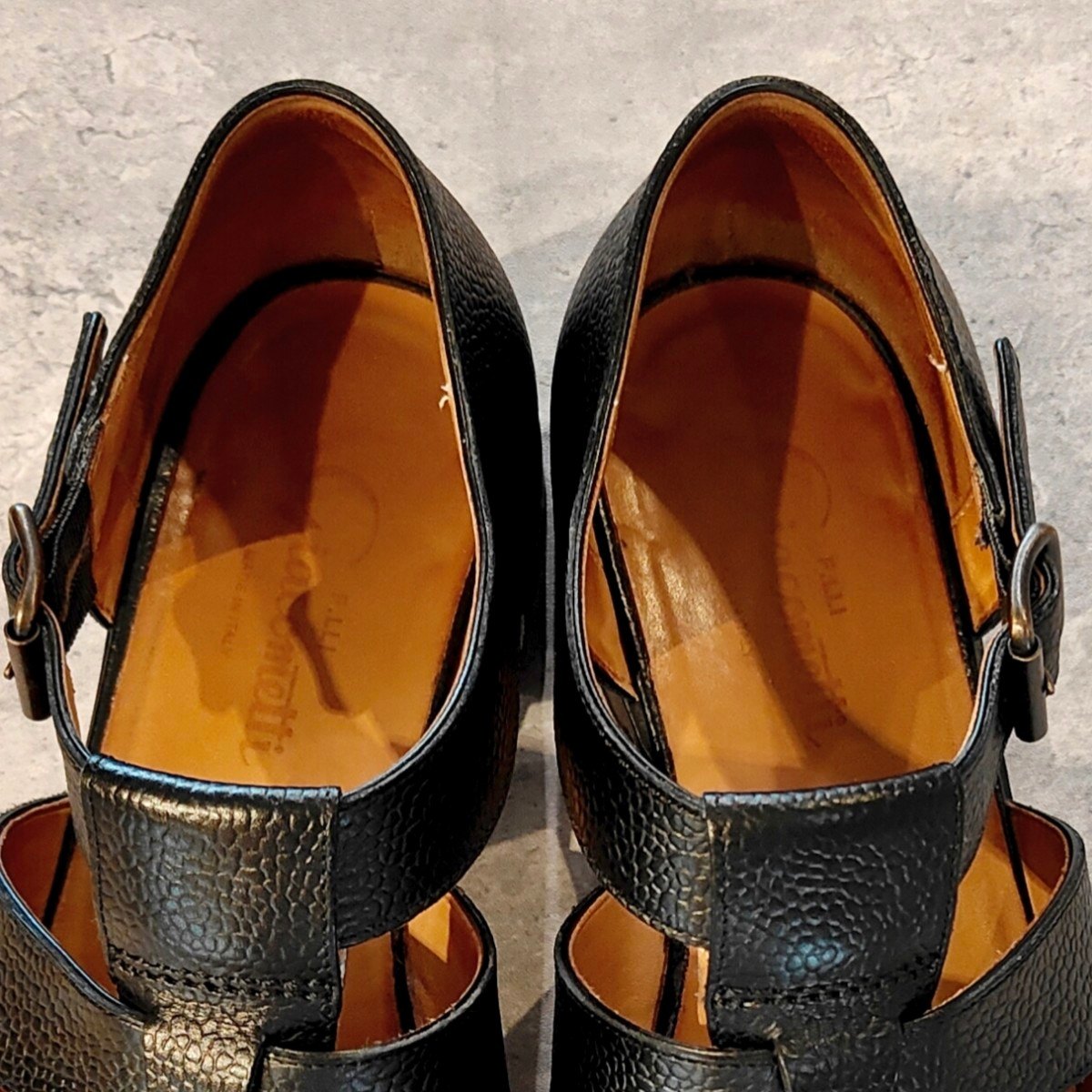 極美品【F.lli Giacometti】フラテッリ ジャコメッティ FG166 グルカサンダル グレインレザー ブラック サイズ40.5 ラスト 参考定価￥100,100-