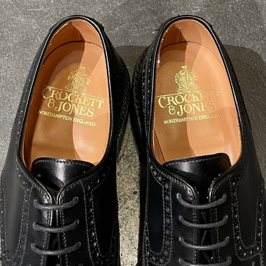 【CROCKETT&JONES】クロケット&ジョーンズ ヘスウォール2 フルブローグ カーフ ブラック サイズ UK7E 377ラスト