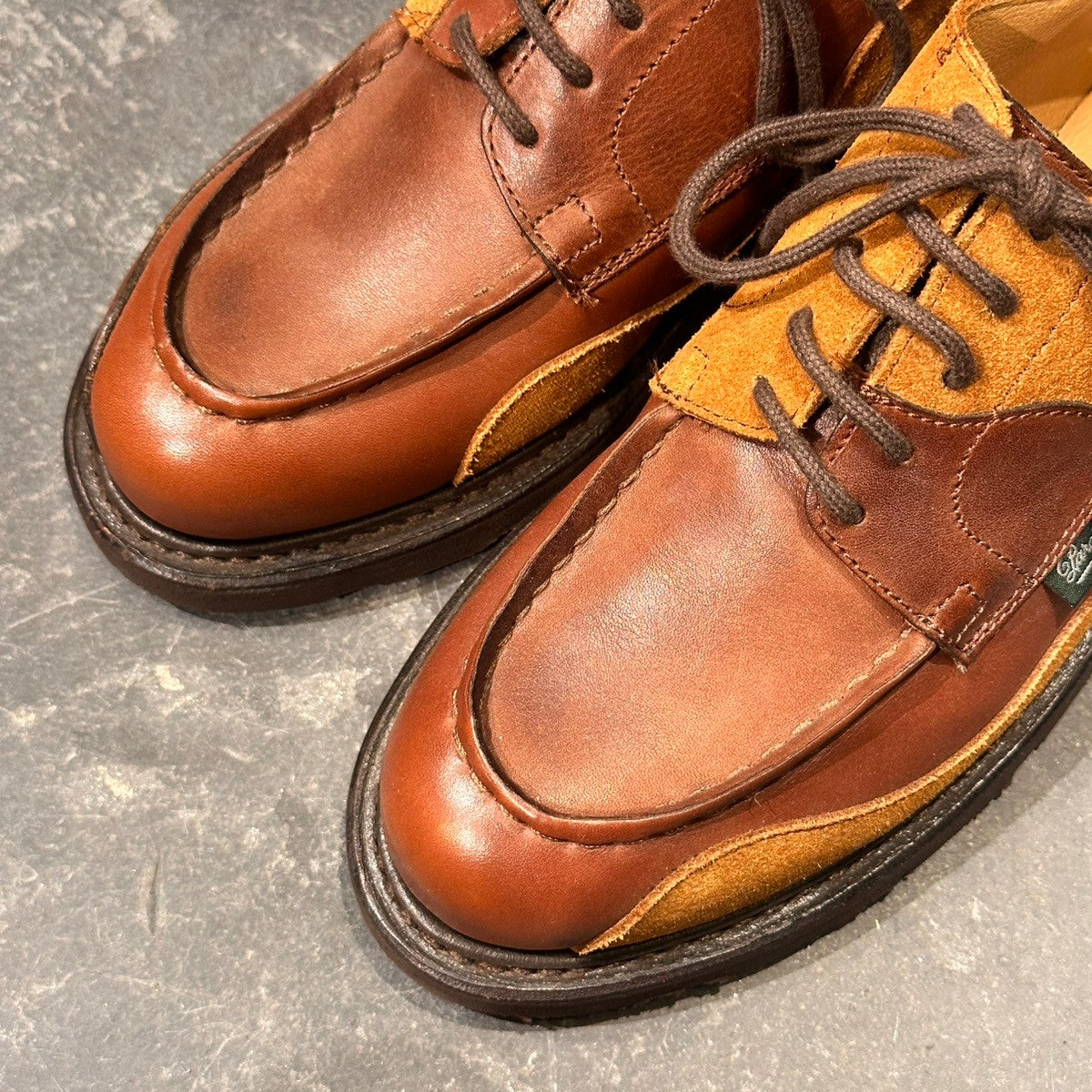 試着程度【Paraboot】パラブーツ×Garance Vallée 90947 シャンボード カーフ×スエード パッチワーク カフェ サイズUK4