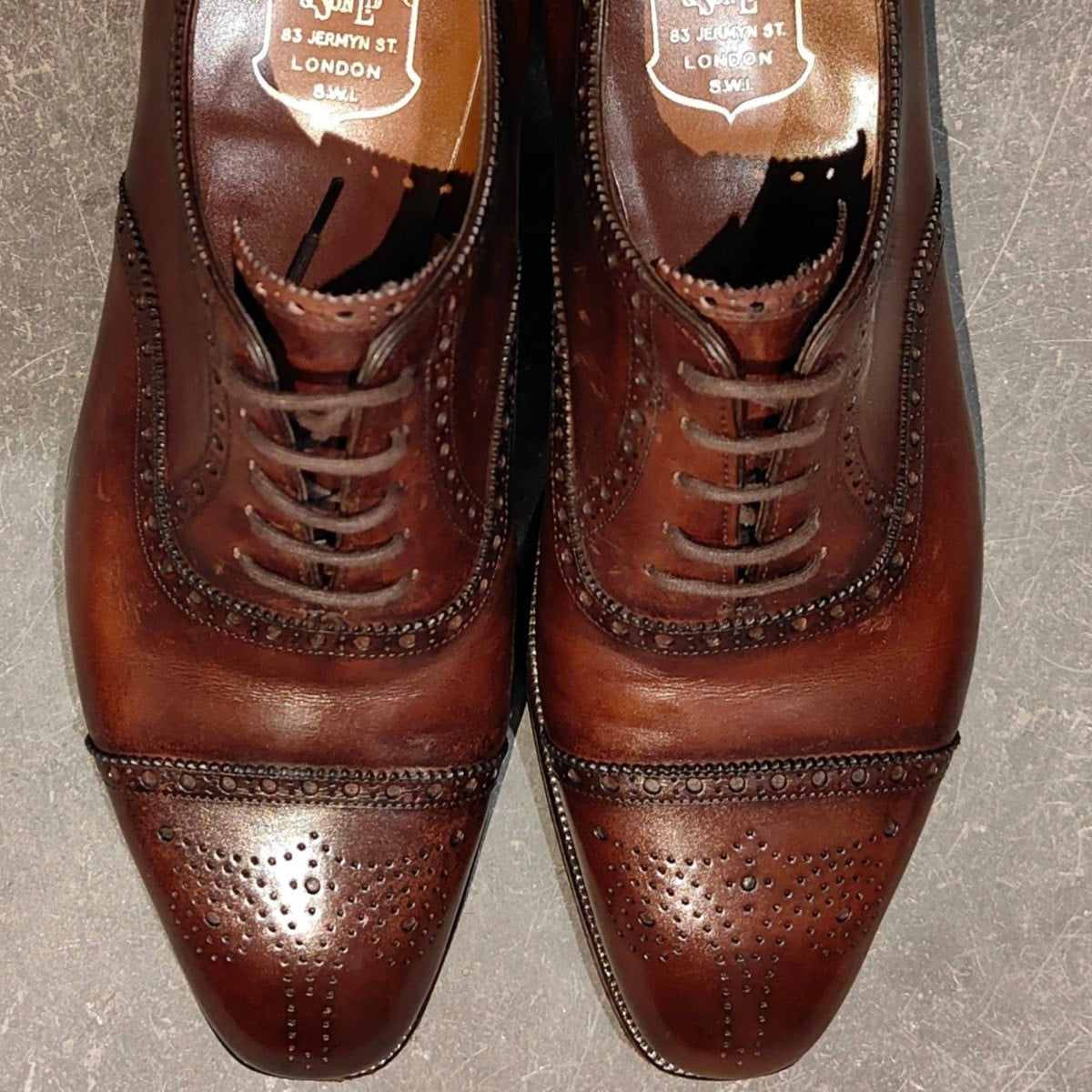 美品【FOSTER&SON】フォスター＆サン SANDRINGHAM サンドリンガム セミブローグ ミュージアムカーフ ブラウン サイズUK6E 66ラスト