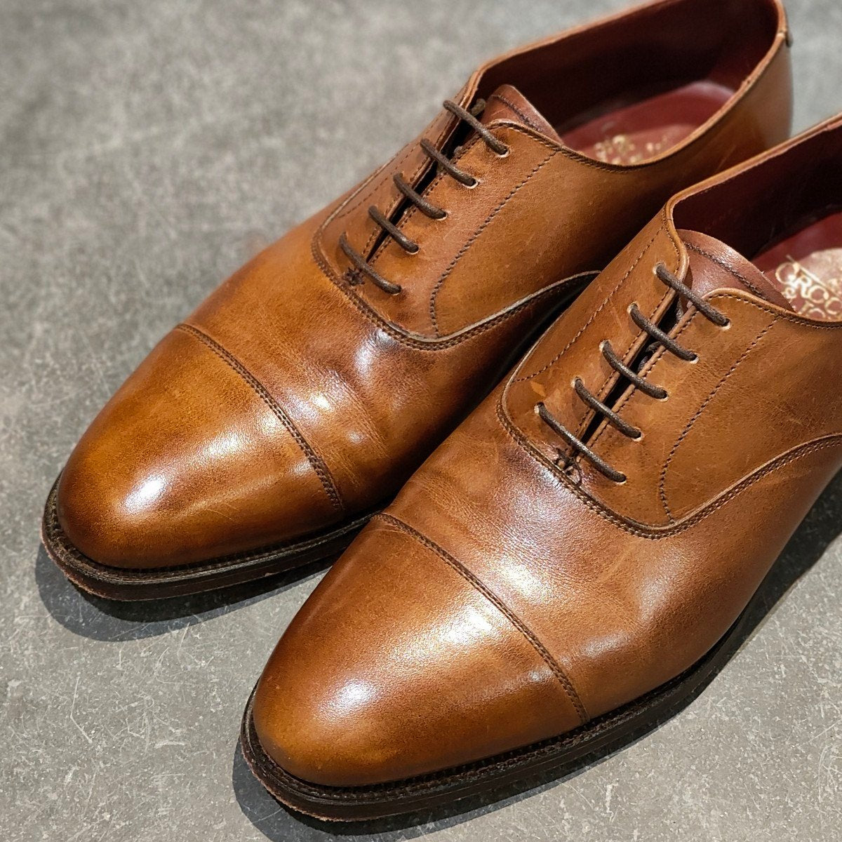 【CROCKETT&JONES】クロケット＆ジョーンズ ケント ストレートチップ バーニッシュカーフ ダークブラウン サイズUK7E 341ラスト