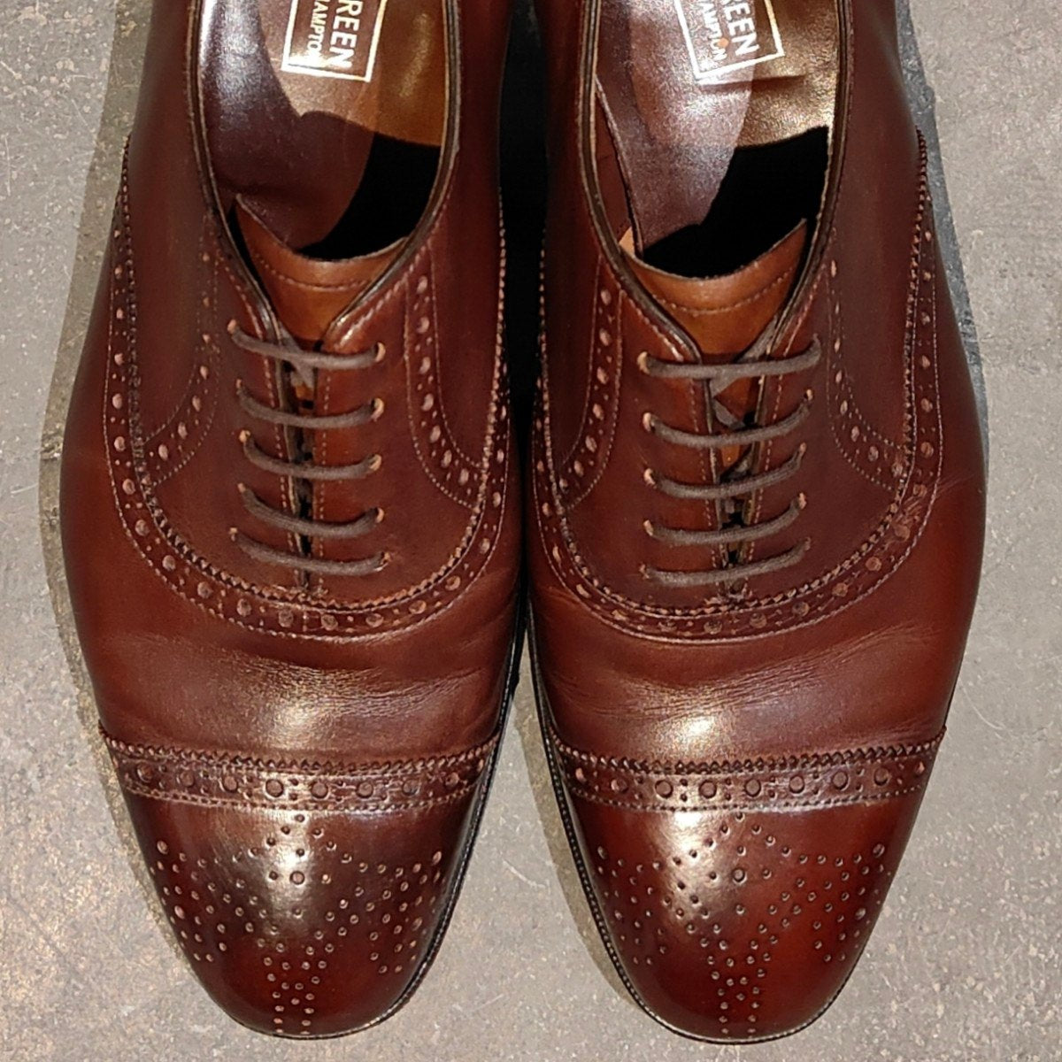 美品【EDWARD GREEN】エドワードグリーン アスキス セミブローグ カーフ ダークオークアンティーク サイズ UK6E 808ラスト