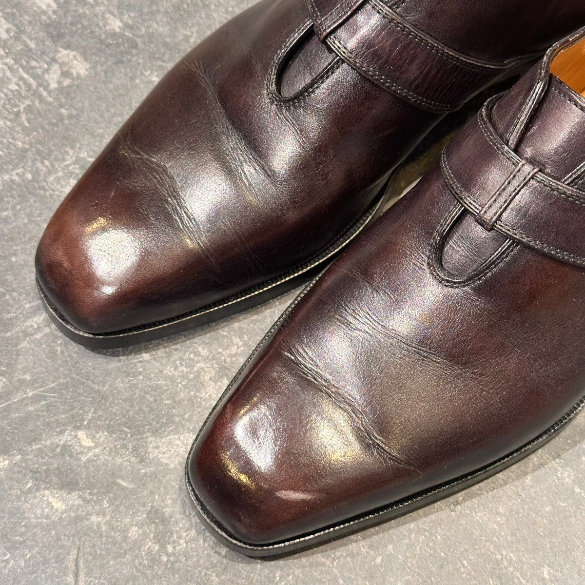 【BERLUTI】ベルルッティ 0795 シングルモンク カーフ ダークブラウン ブラックパティーヌ サイズUK6