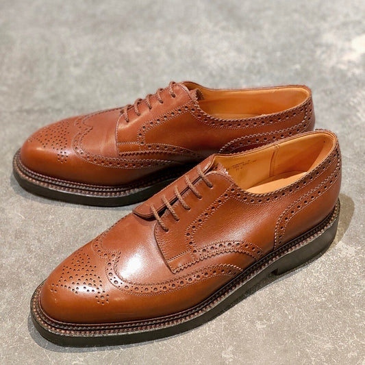 使用数回【J.M.WESTON】ジェイエムウエストン 590 トリプルソールダービー ウイングチップ カーフ タンブラウン サイズUK7.5C 25ラスト 参考定価￥297,000-