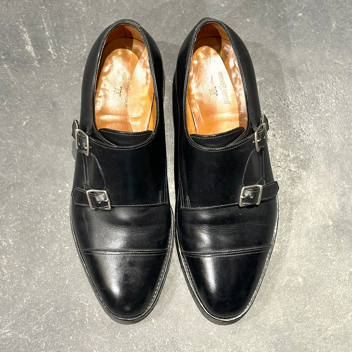 美品【JOHN LOBB】ジョンロブ ウィリアム ダブルモンク ブラック カーフ サイズ8 9795ラスト