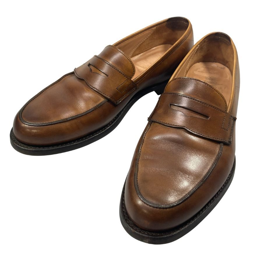 【Crockett&Jones】クロケット&ジョーンズ ローファー グランサム2 ペニー コイン カーフ レザー ブラウン メンズ サイズUK7.5E