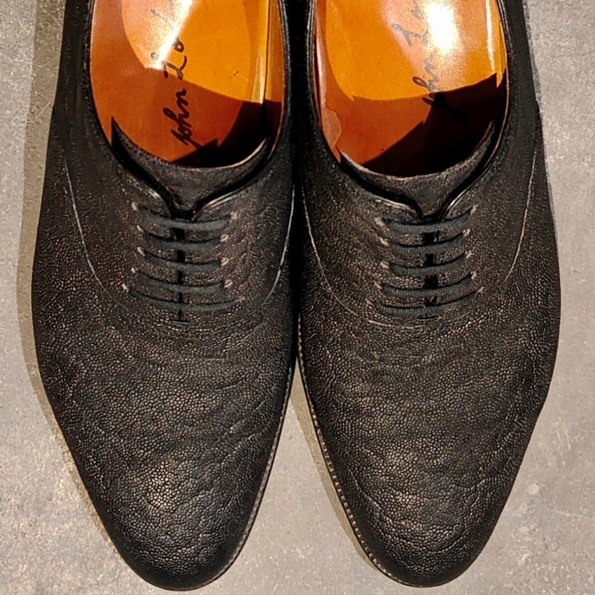 希少 極美品【JOHN LOBB】ジョンロブパリ ビスポーク プレーントゥオックスフォード エレファントレザー ブラック サイズUK6.5E相当