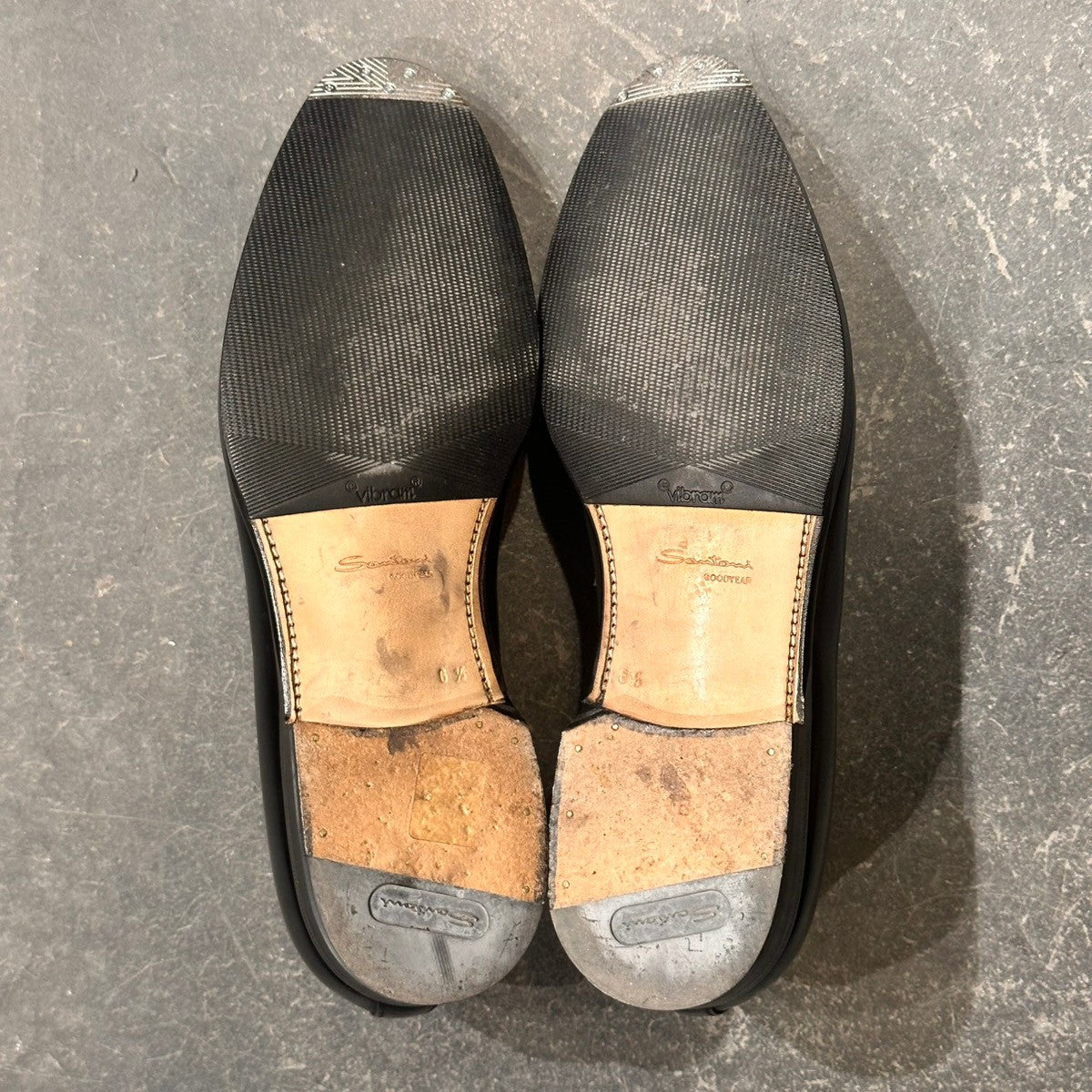 使用数回【santoni】サントーニ 13158 ローファー カーフ ブラック サイズUK6.5