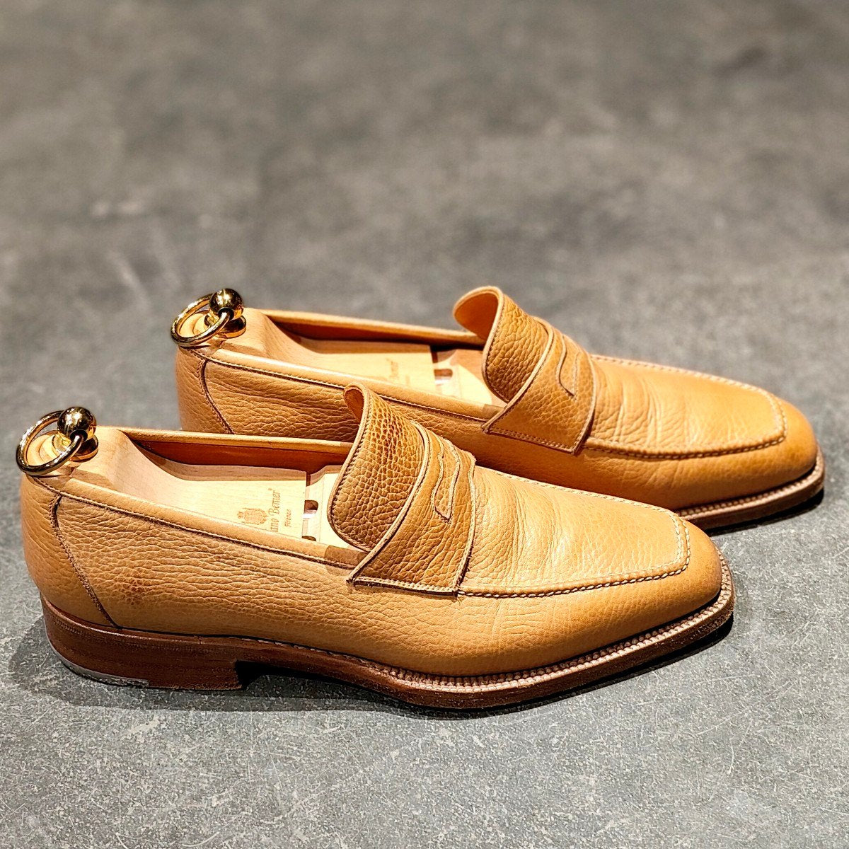 希少 美品【Stefano Bemer】ステファノベーメル ローファー グレインレザー ベージュ サイズ40