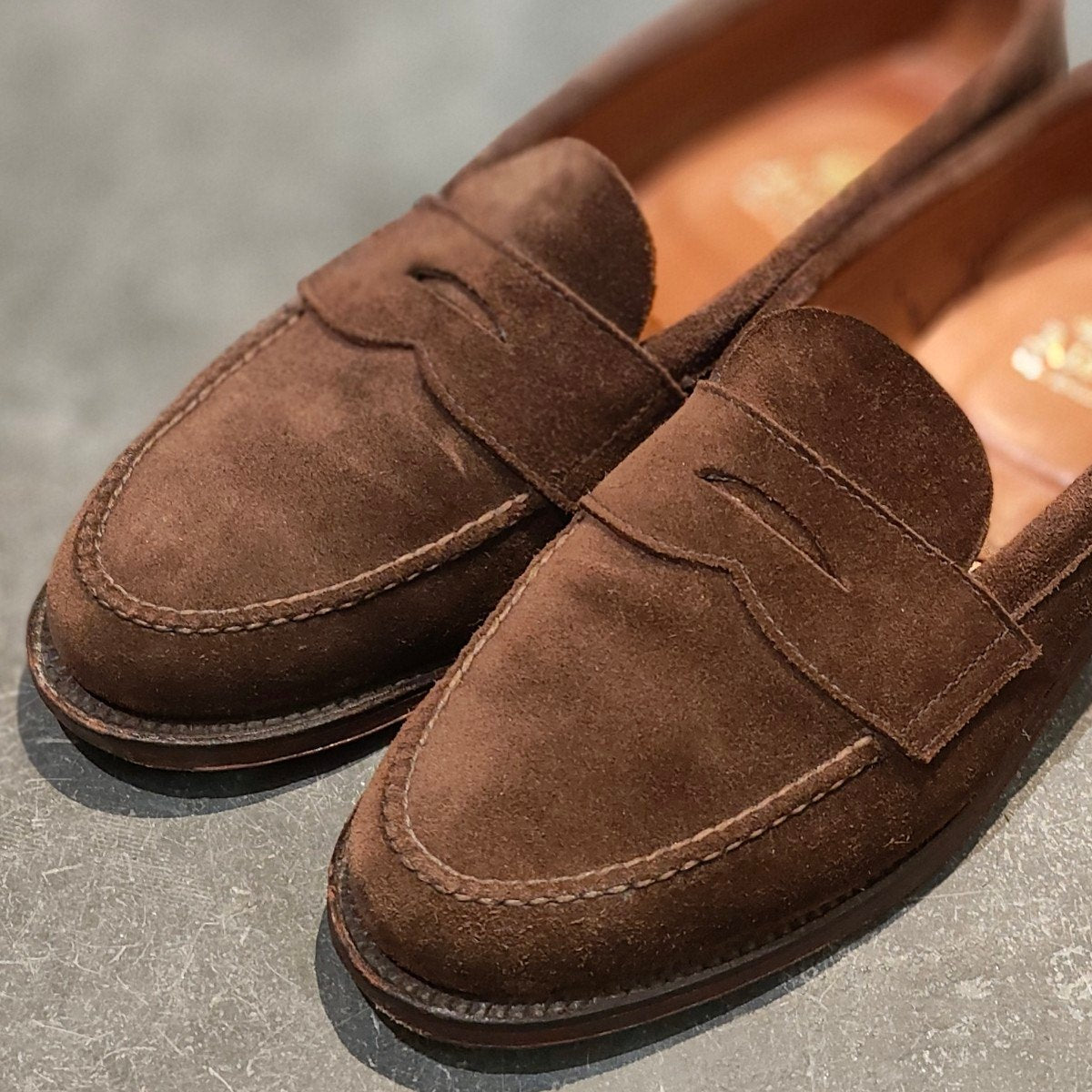 極美品 【ALDEN】オールデン 62457 ペニーローファー スエード アンラインド ブラウン サイズ US8D バンラスト